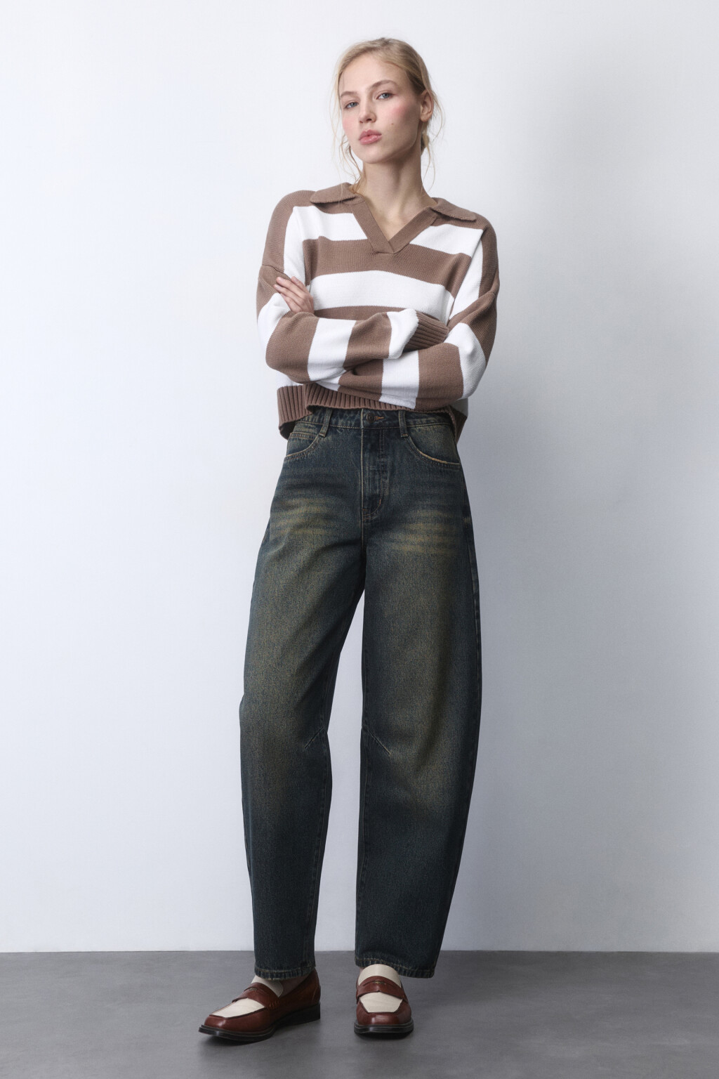 Джинсы barrel fit с высокой посадкой - цвет темный тинт - 5