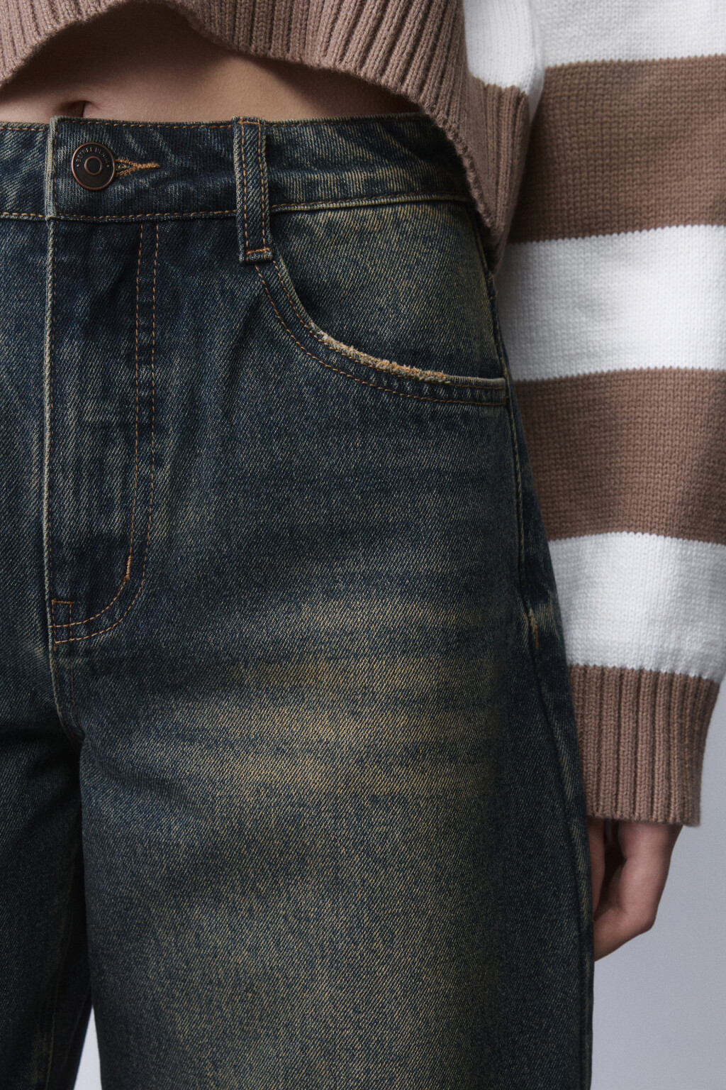 Джинсы barrel fit с высокой посадкой - цвет темный тинт - 7