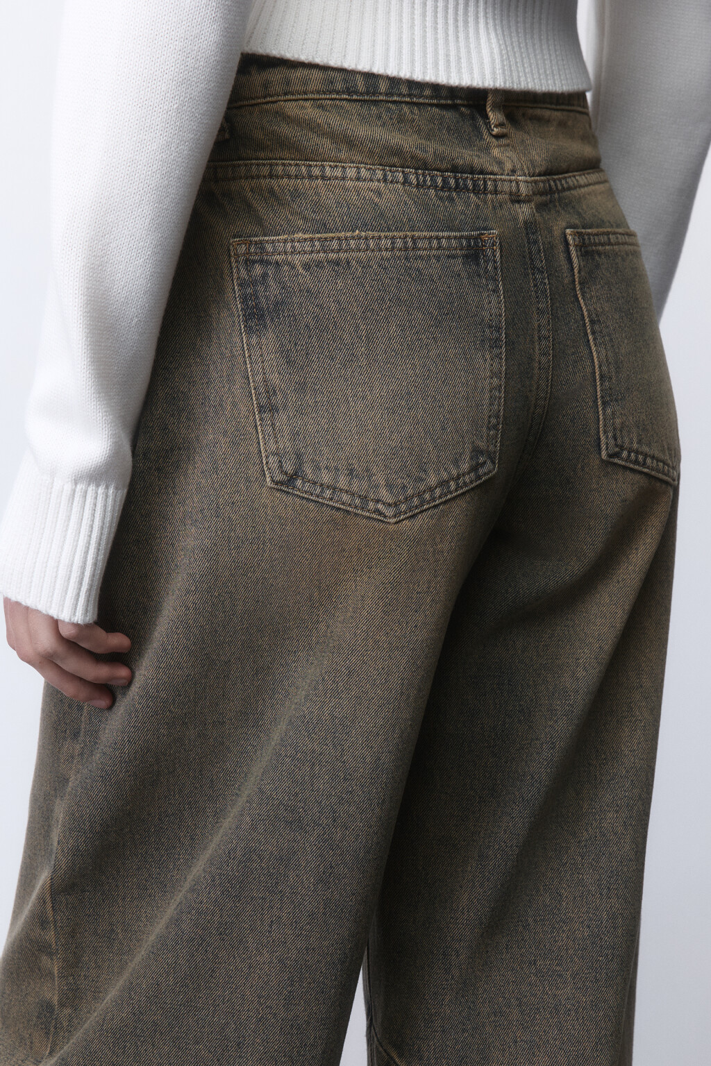 Джинсы barrel fit с высокой посадкой - цвет бежевый - 6