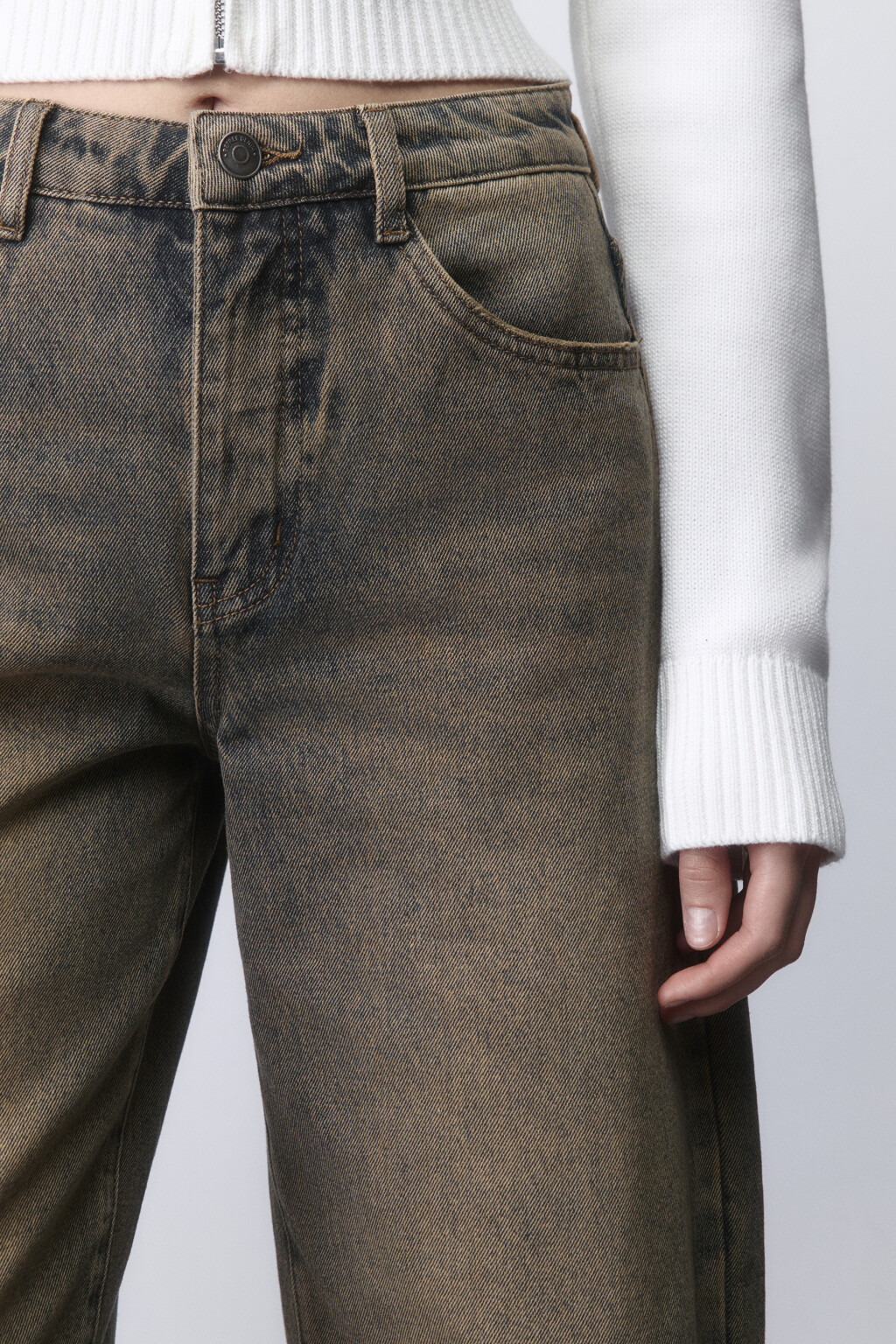 Джинсы barrel fit с высокой посадкой - цвет бежевый - 7