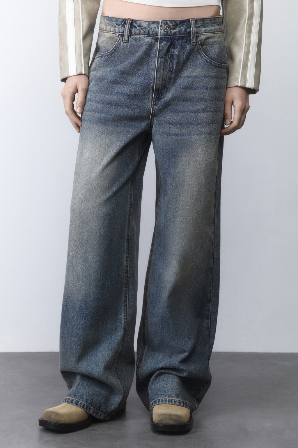 Джинсы baggy fit с аппликацией - цвет темный тинт - 2