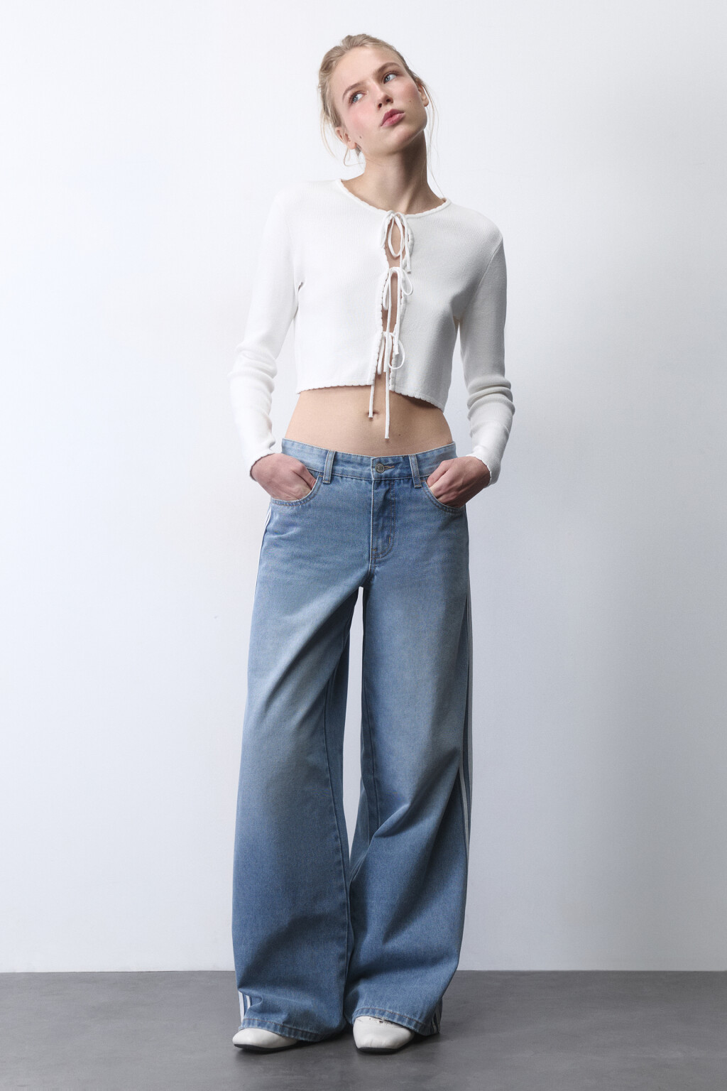 Джинсы baggy fit с низкой посадкой и лампасами - цвет голубой - 5