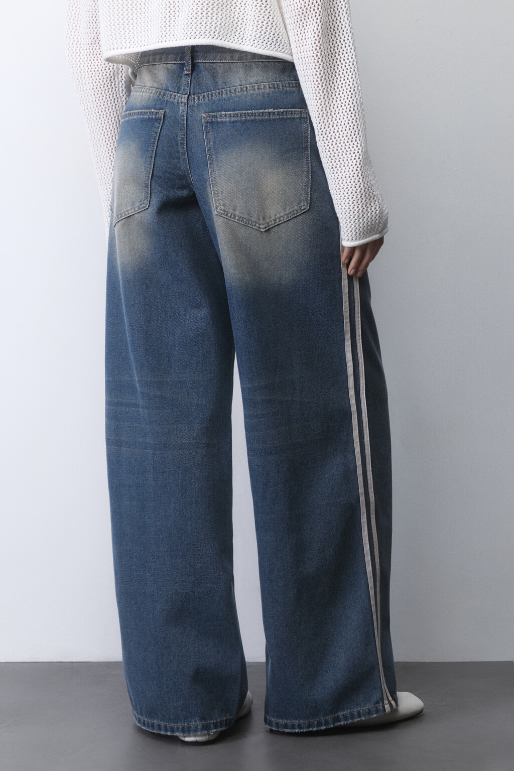 Джинсы baggy fit с низкой посадкой и лампасами - цвет синий - 4