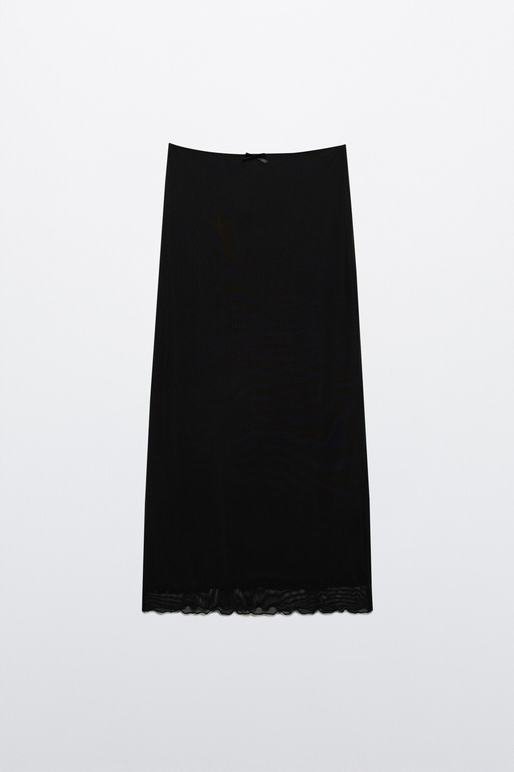 Юбка макси из сетки с бельевым бантиком - цвет черный - 8