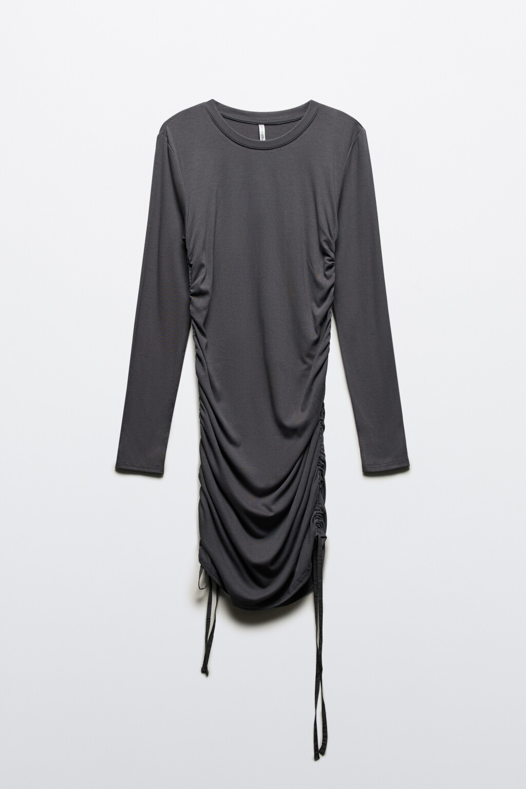 Платье мини облегающее с драпировками и завязками - цвет серый - 8