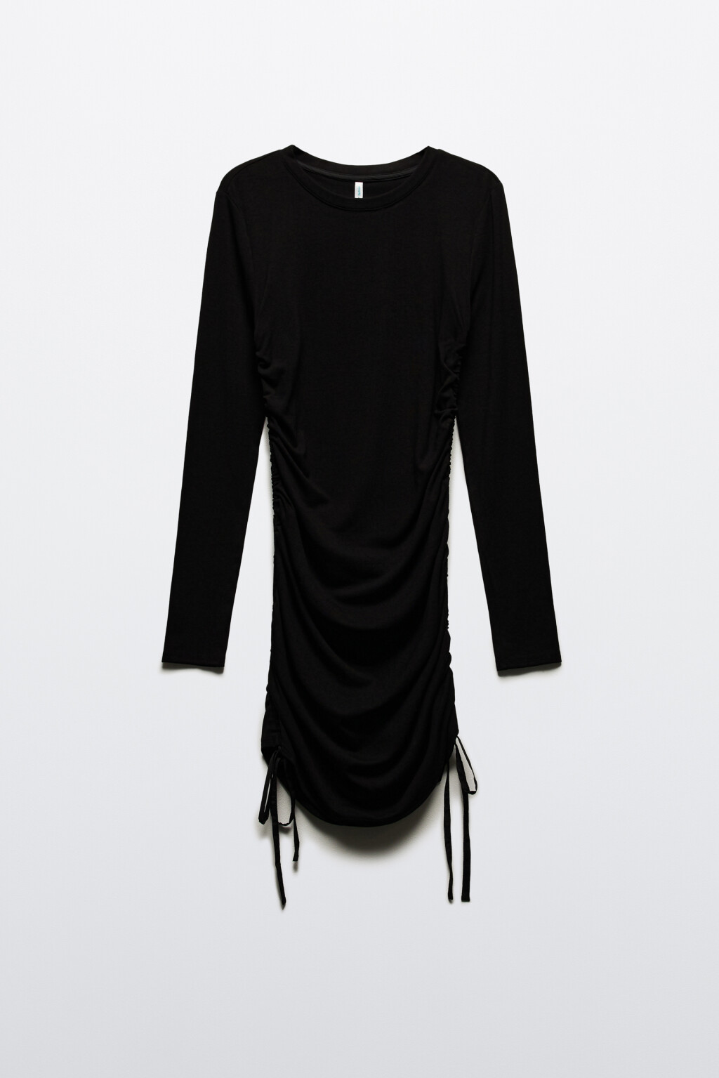 Платье мини облегающее с драпировками и завязками - цвет черный - 8