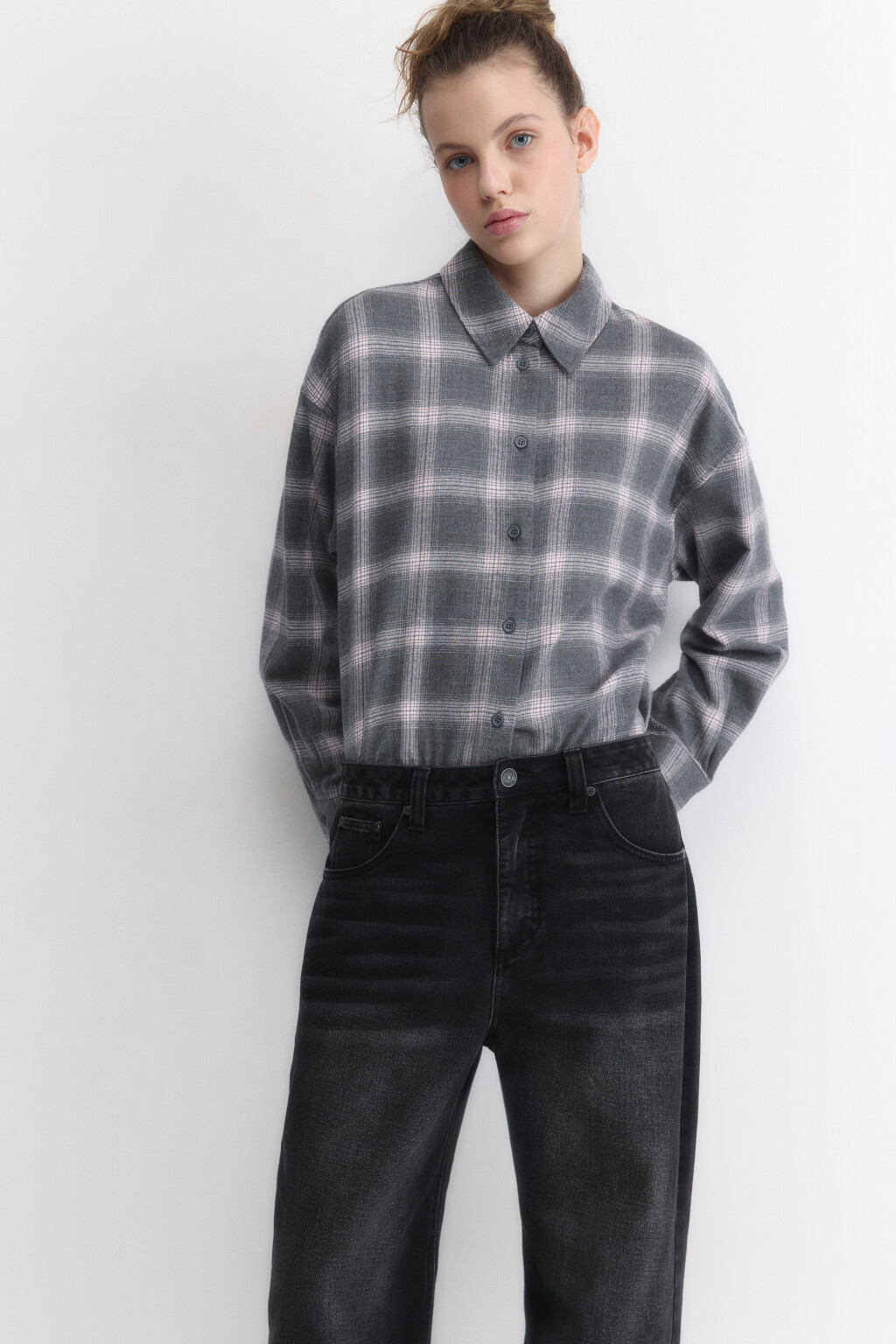 Рубашка oversize фланелевая в клетку - цвет мультиколор - 2