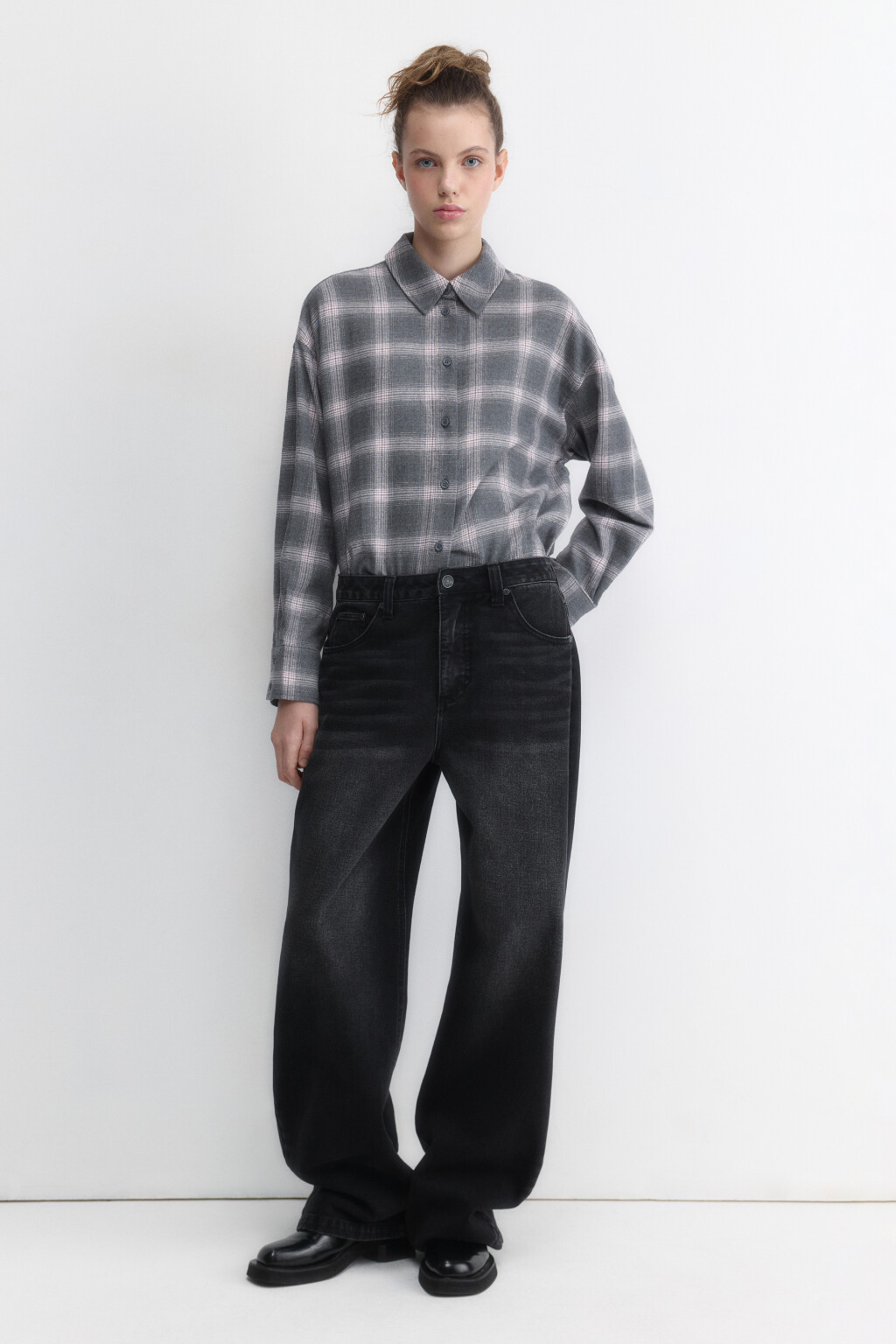 Рубашка oversize фланелевая в клетку - цвет мультиколор - 1
