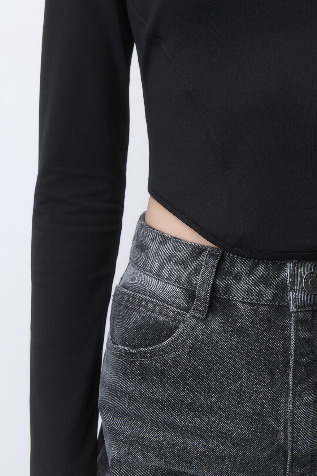 Лонгслив-корсет трикотажный с вырезом-каре - цвет черный - 7