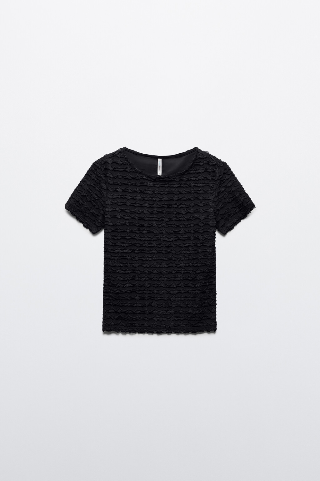 Футболка-топ облегающая с рюшами - цвет черный - 8