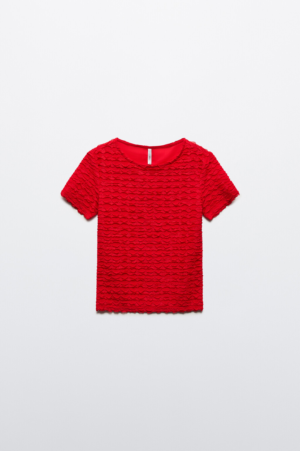 Футболка-топ облегающая с рюшами - цвет красный - 8