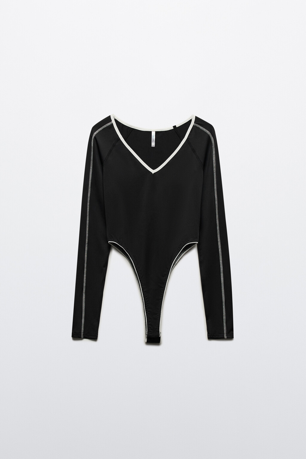 Боди-лонгслив с контрастными швами - цвет черный - 8