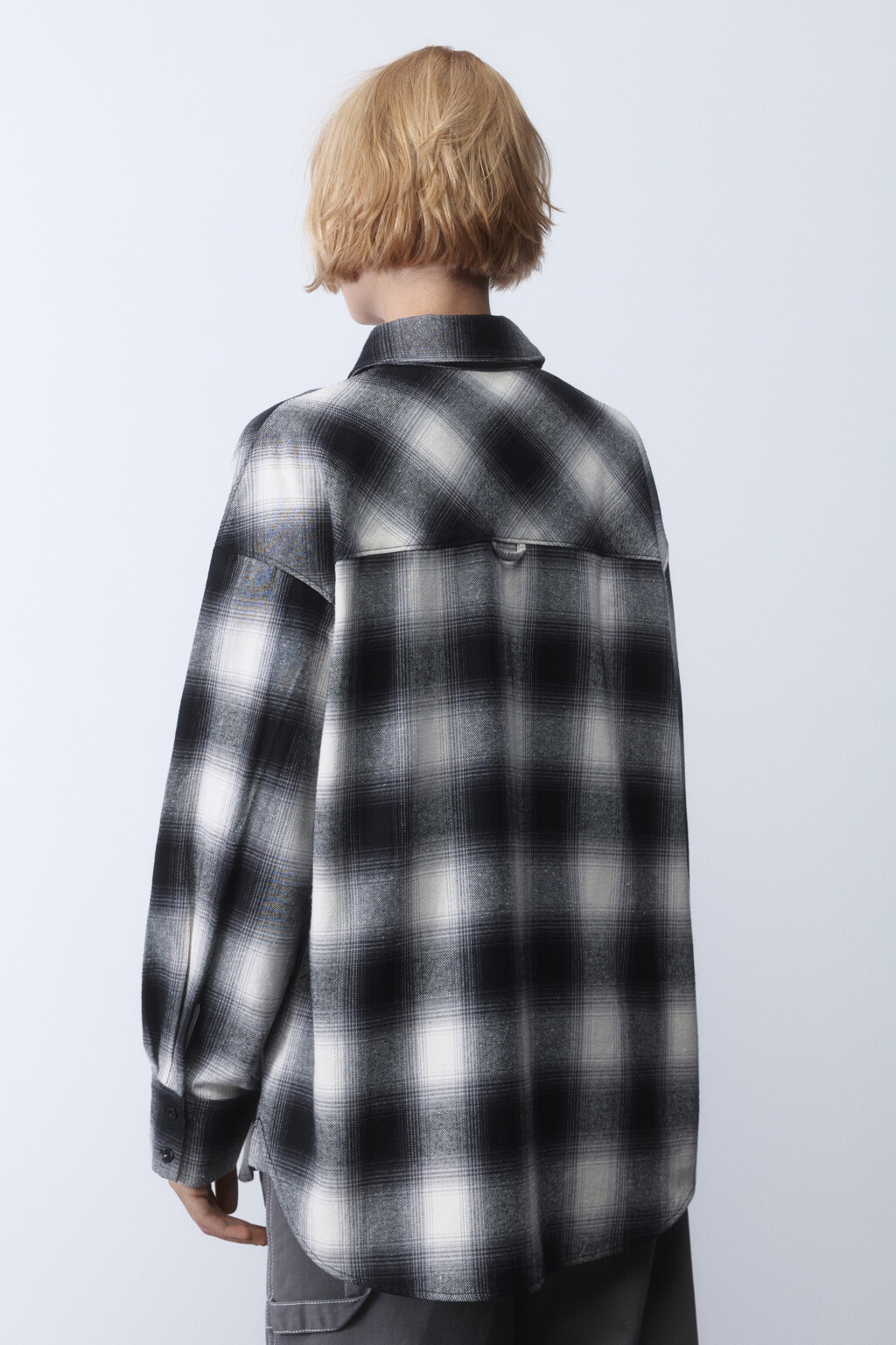 Рубашка oversize хлопковая в клетку - цвет черный - 3
