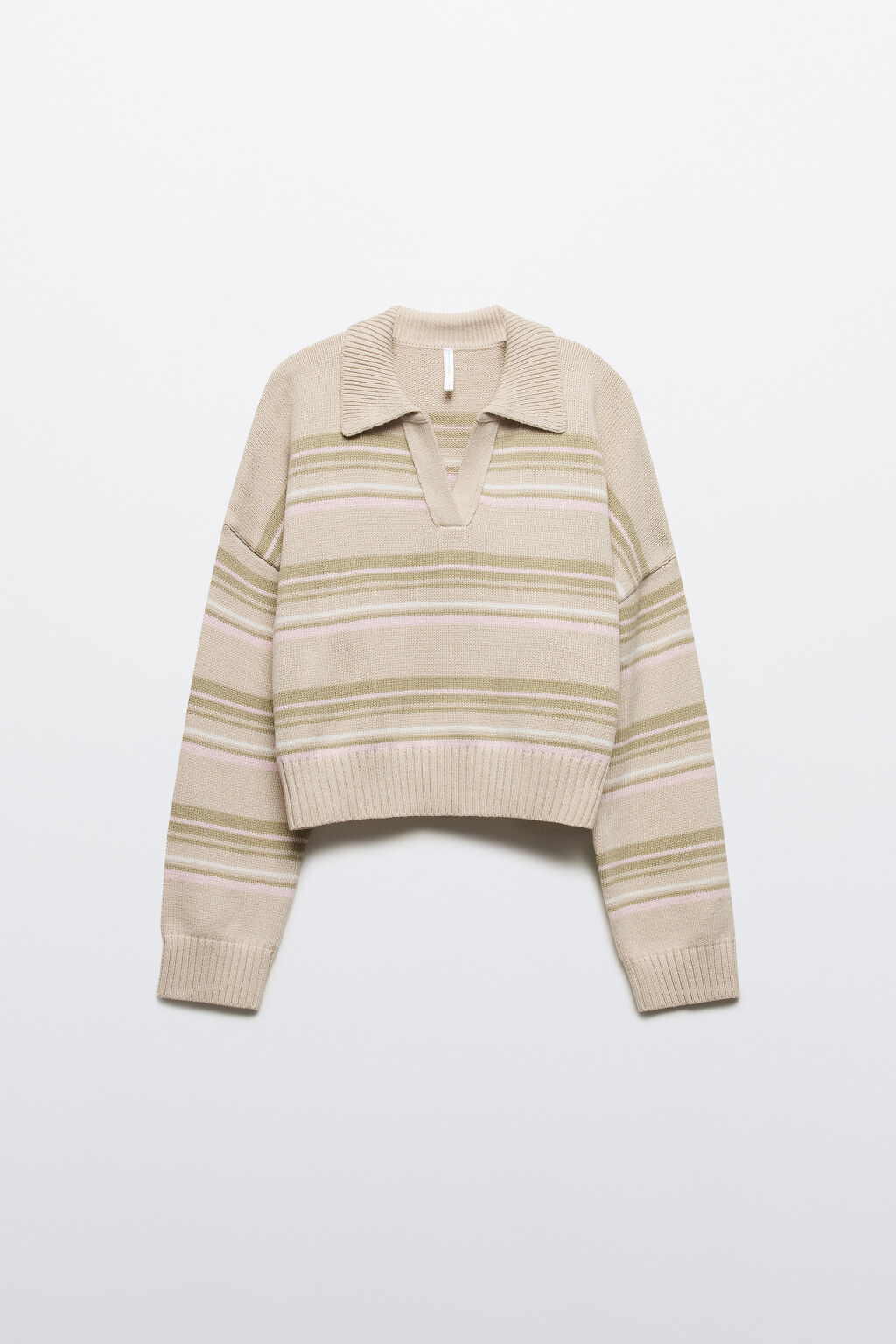 Джемпер укороченный с воротником-поло - цвет мультиколор - 9