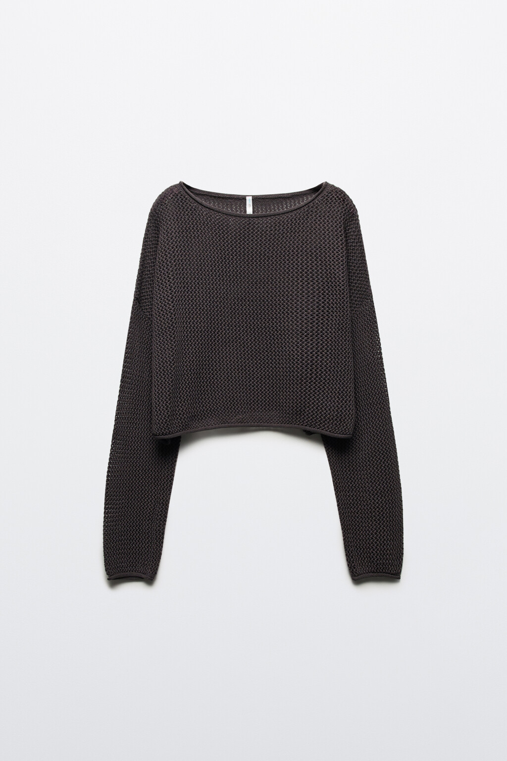 Джемпер укороченный из ткани кроше - цвет серый - 8