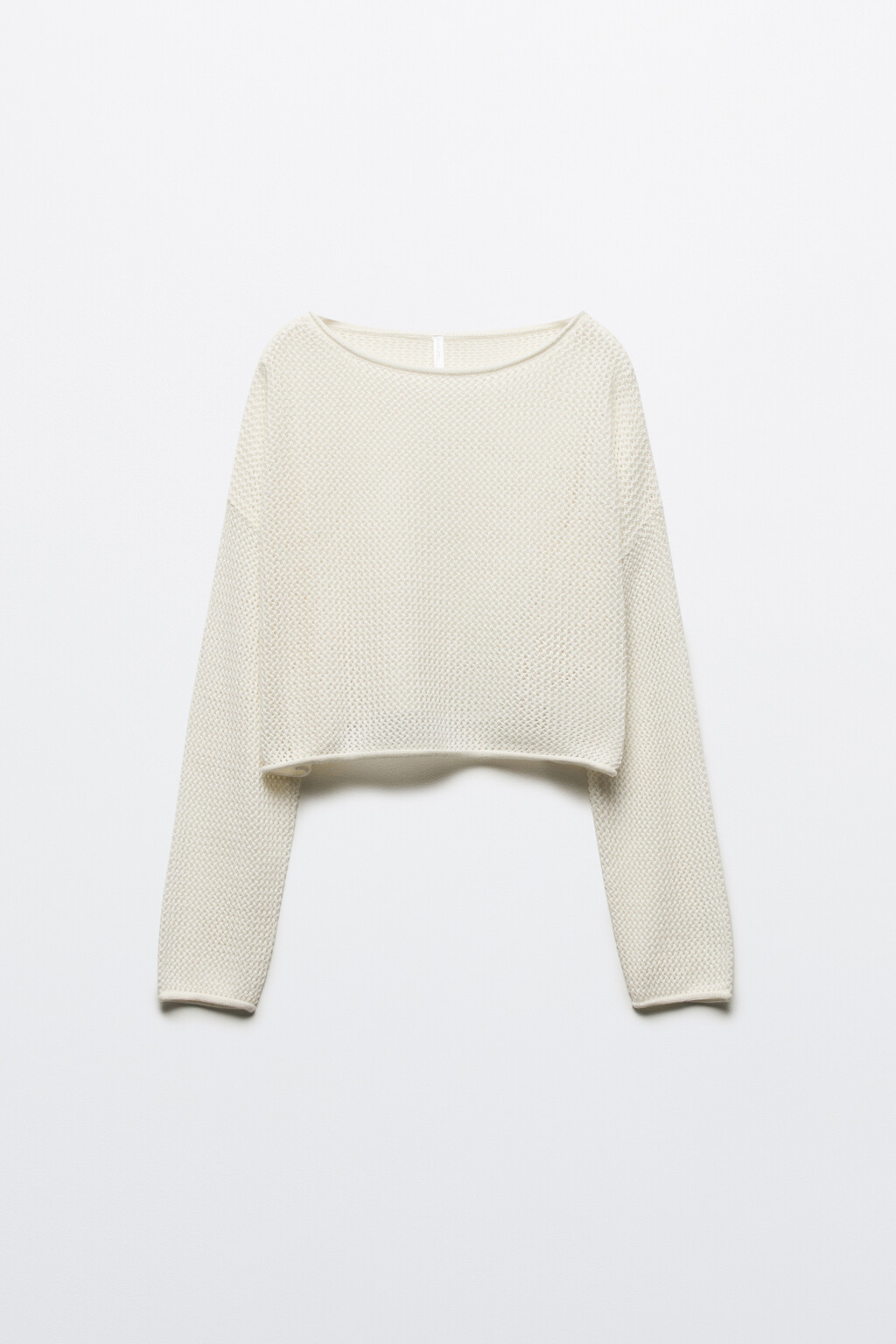 Джемпер укороченный из ткани кроше - цвет молочный - 7