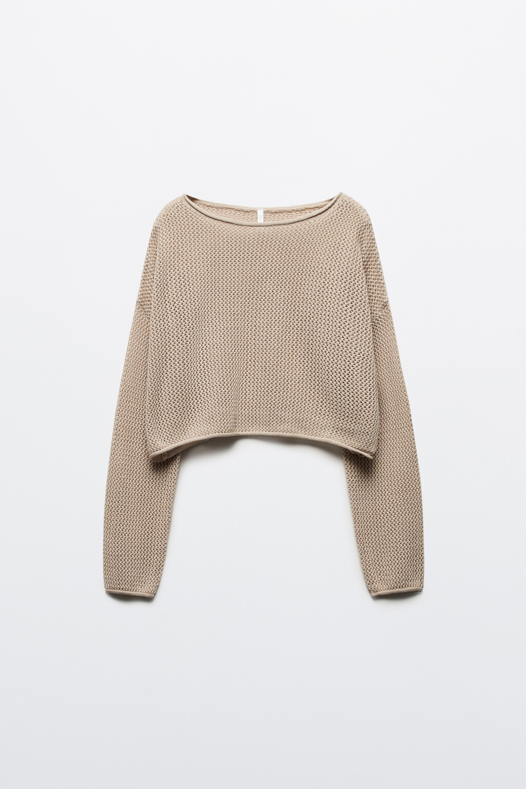 Джемпер укороченный из ткани кроше - цвет бежевый - 8