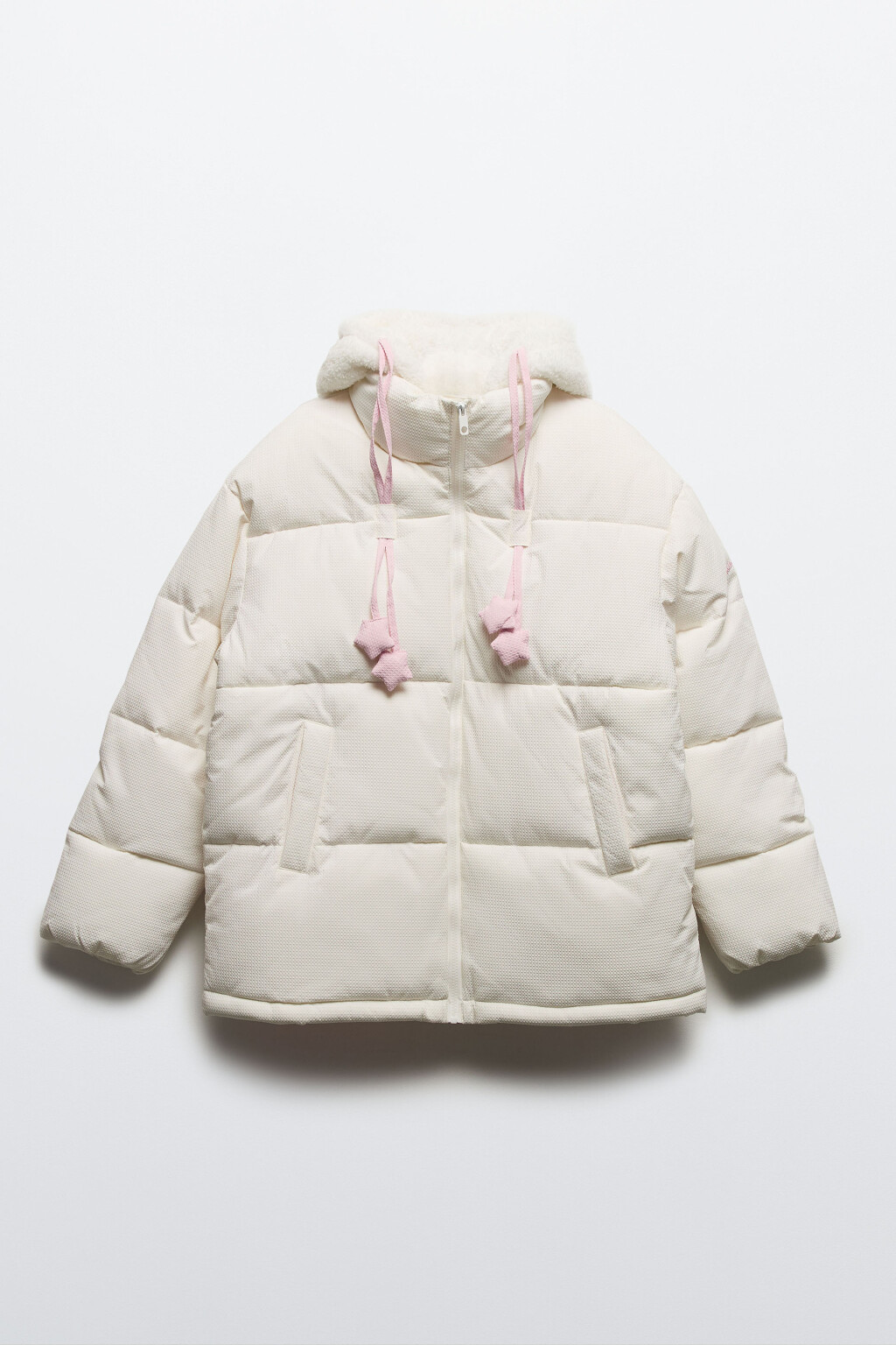 Куртка стеганая с флисовым капюшоном и ушками - цвет молочный - 10