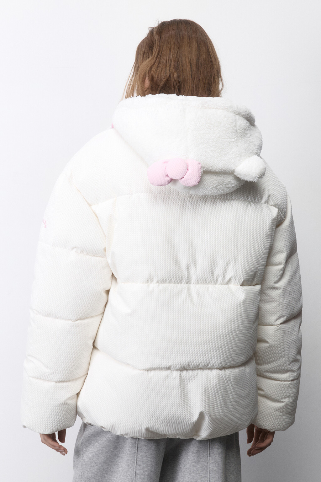 Куртка стеганая с флисовым капюшоном и ушками - цвет молочный - 5