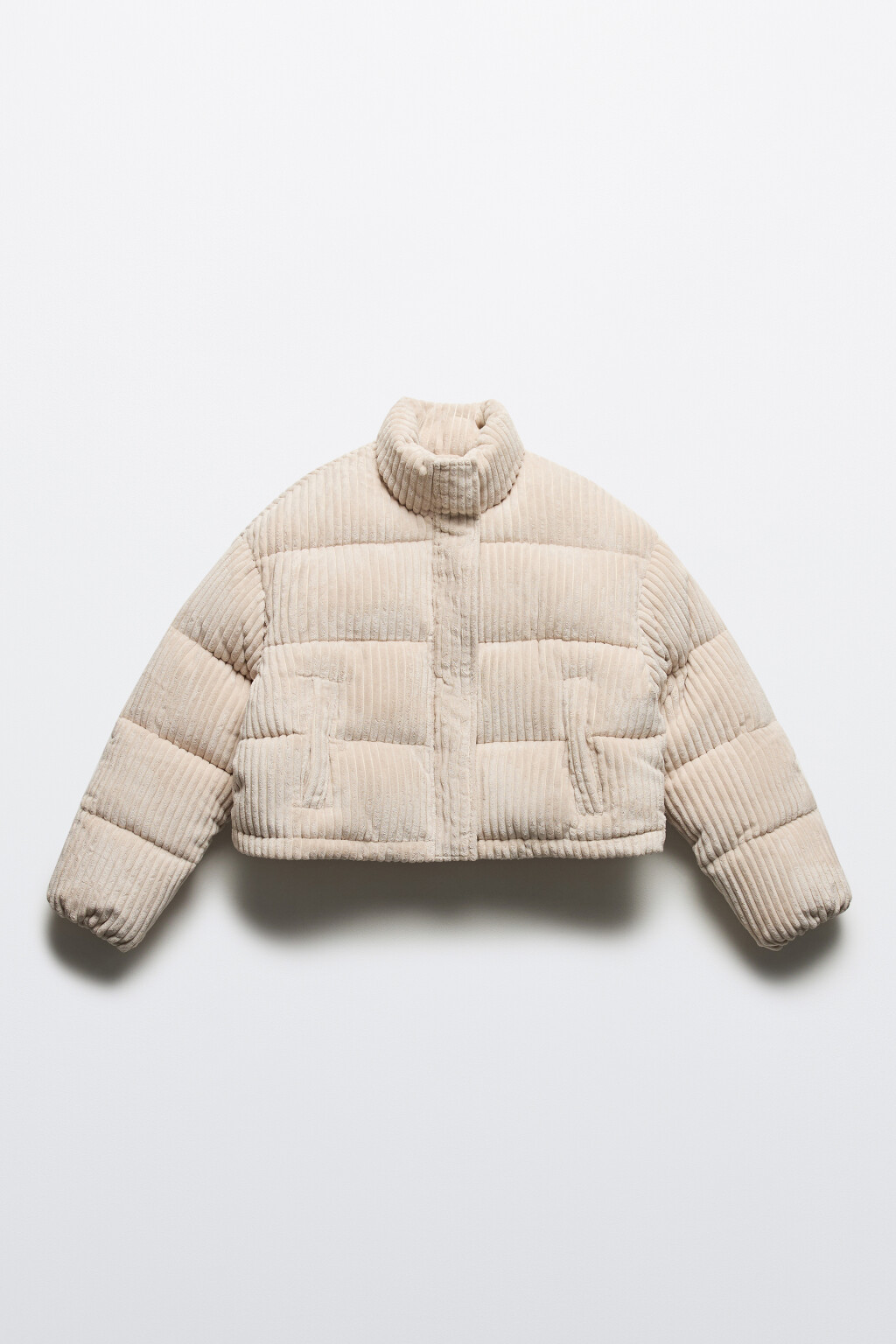 Куртка стеганая укороченная из вельветовой ткани - цвет молочный - 9