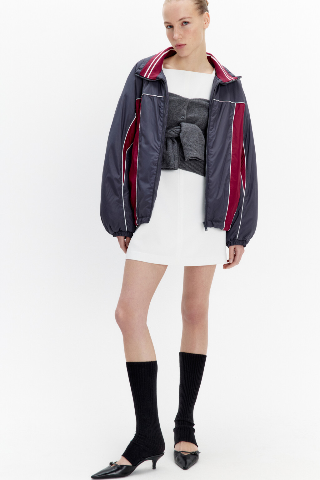 Куртка-олимпийка утепленная с геометрическим принтом - цвет мультиколор - 1