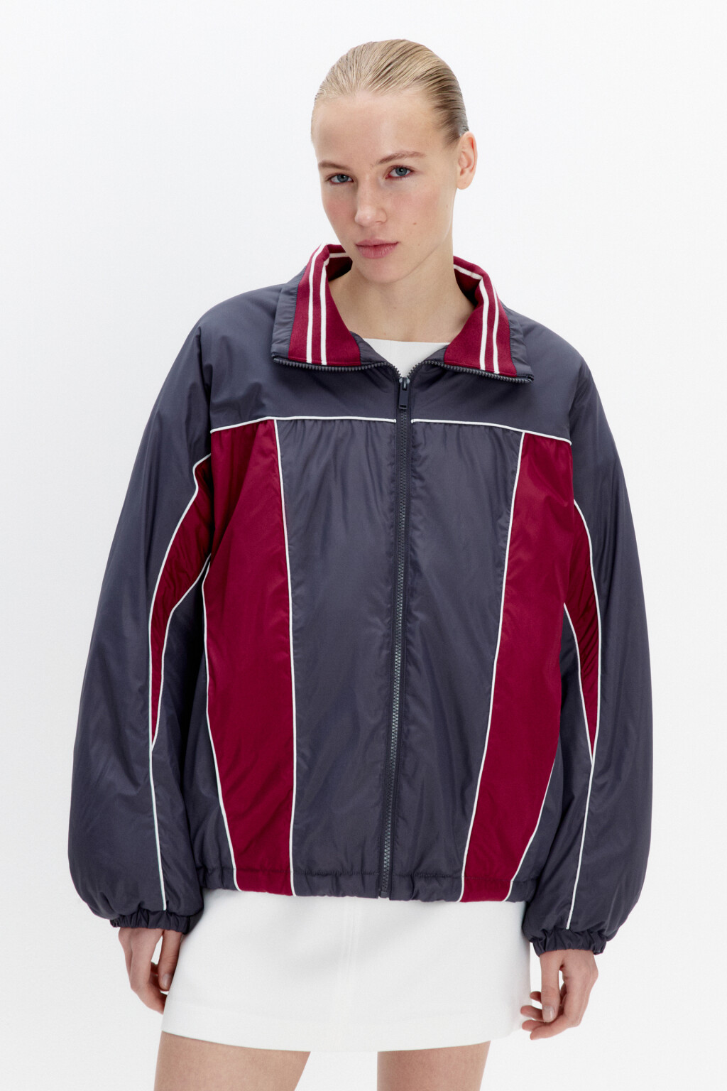 Куртка-олимпийка утепленная с геометрическим принтом - цвет мультиколор - 2