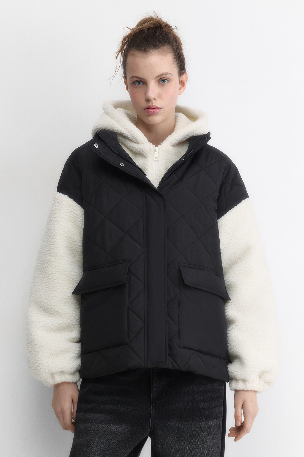 Куртка двуслойная плюшевая со стеганым верхом - цвет мультиколор - 2