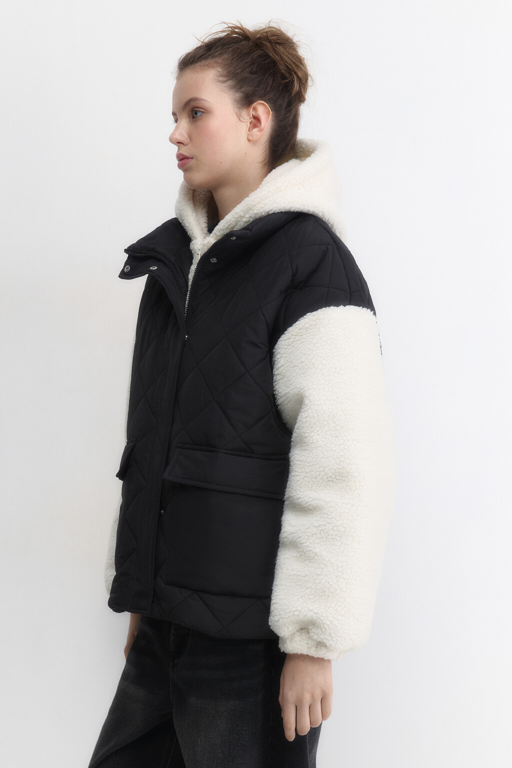 Куртка двуслойная плюшевая со стеганым верхом - цвет мультиколор - 3