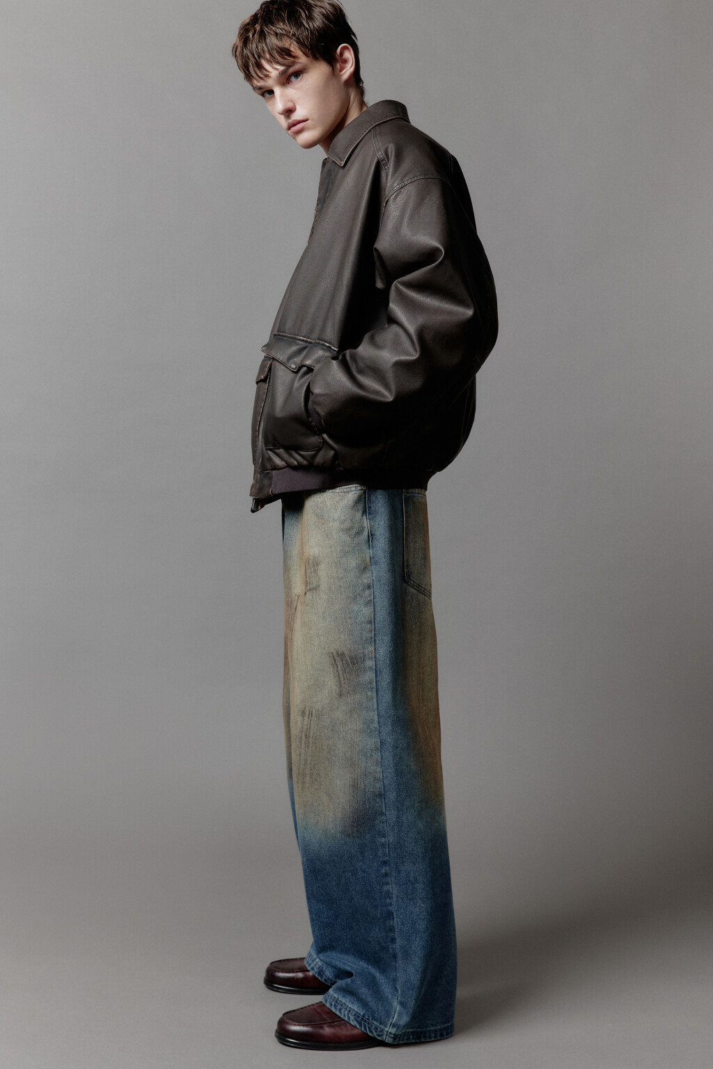 Куртка-бомбер утепленная в винтажном стиле - цвет коричневый - 5