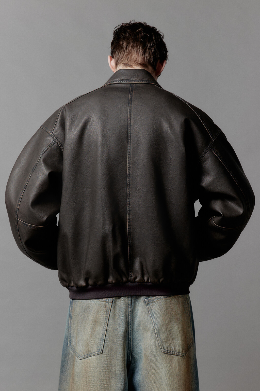 Куртка-бомбер утепленная в винтажном стиле - цвет коричневый - 7