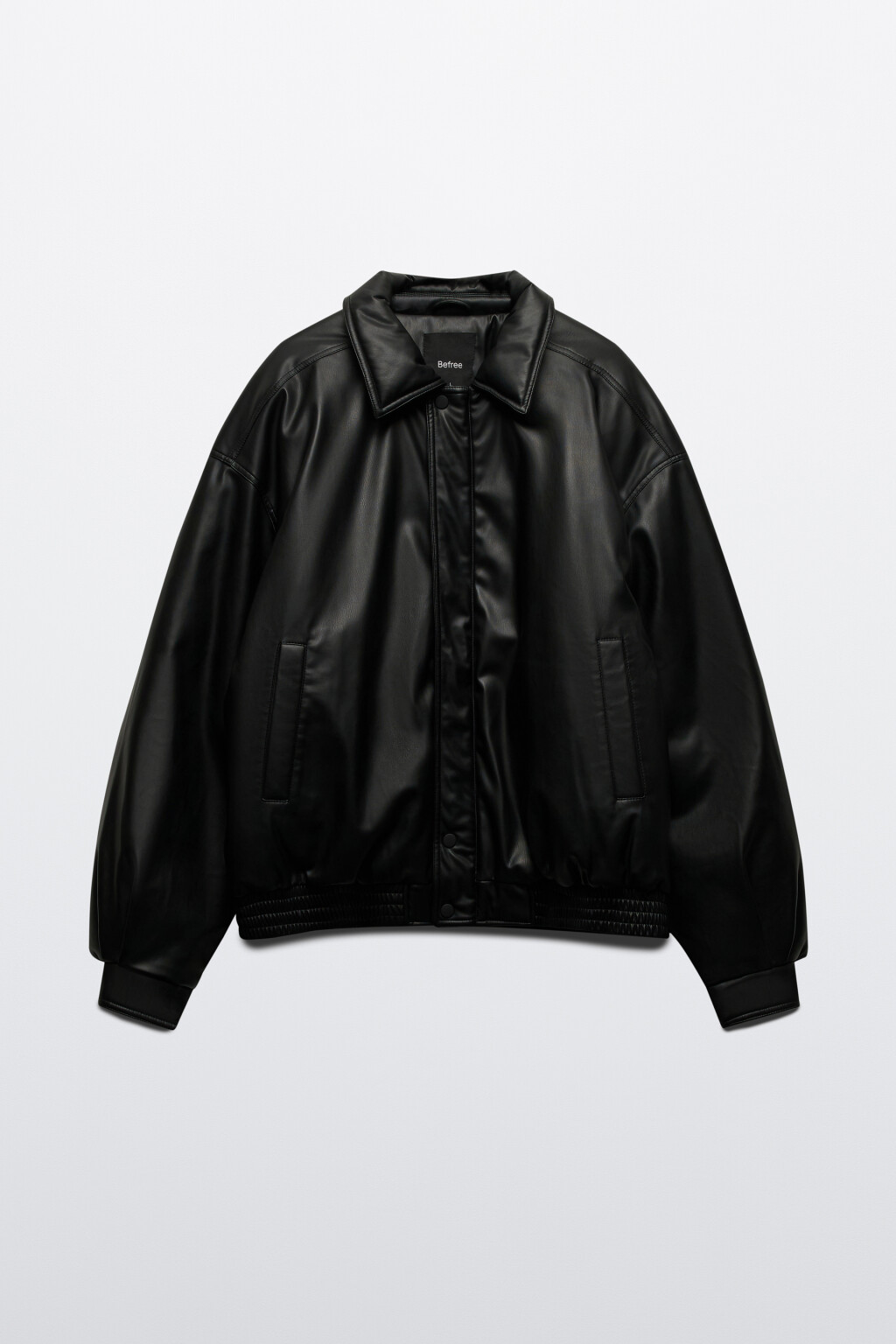 Куртка-бомбер из искусственной кожи на утеплителе - цвет черный - 9