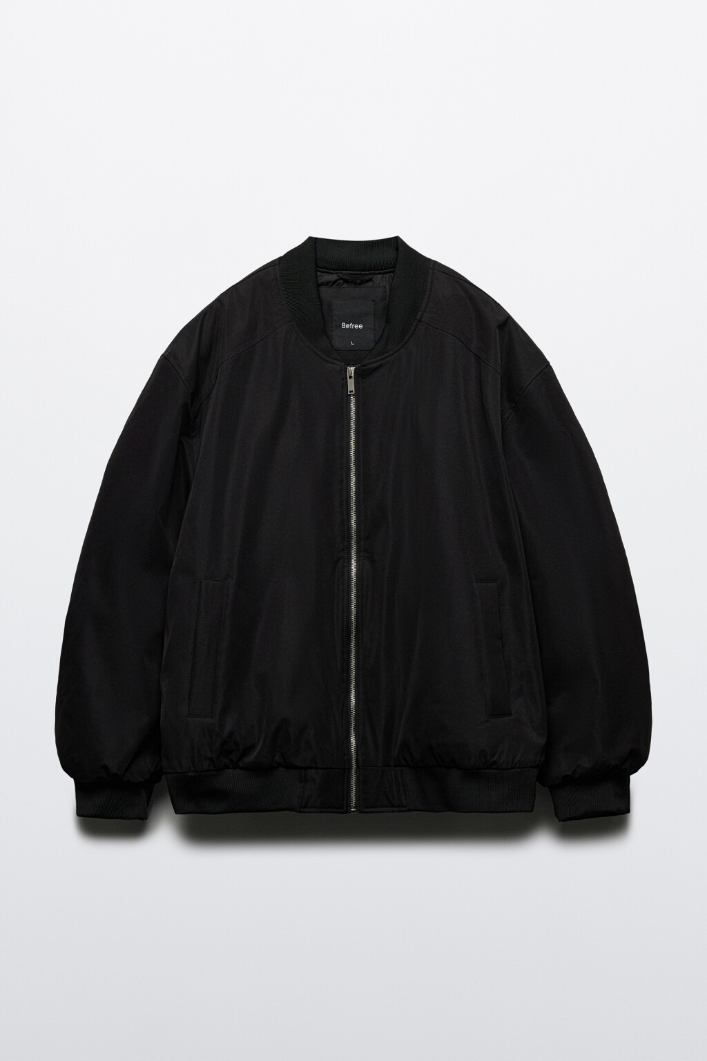 Куртка-бомбер свободная на утеплителе - цвет черный - 8