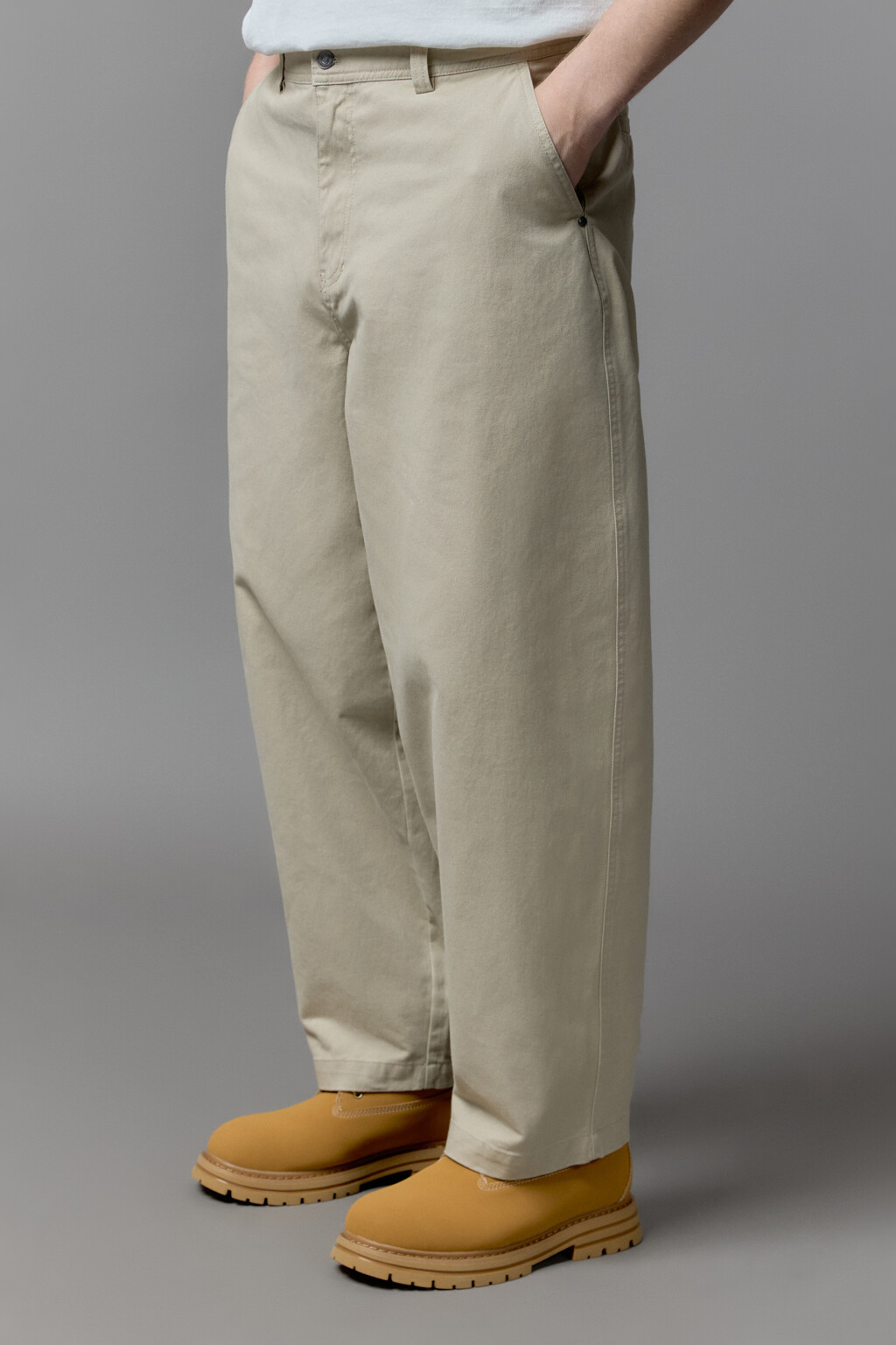 Брюки baggy fit широкие из хлопка - цвет бежевый - 2