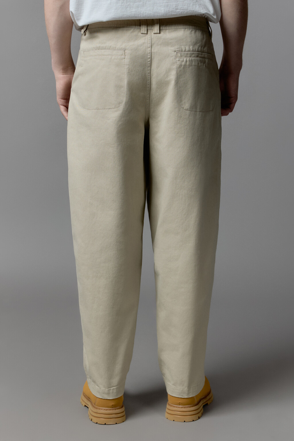 Брюки baggy fit широкие из хлопка - цвет бежевый - 3