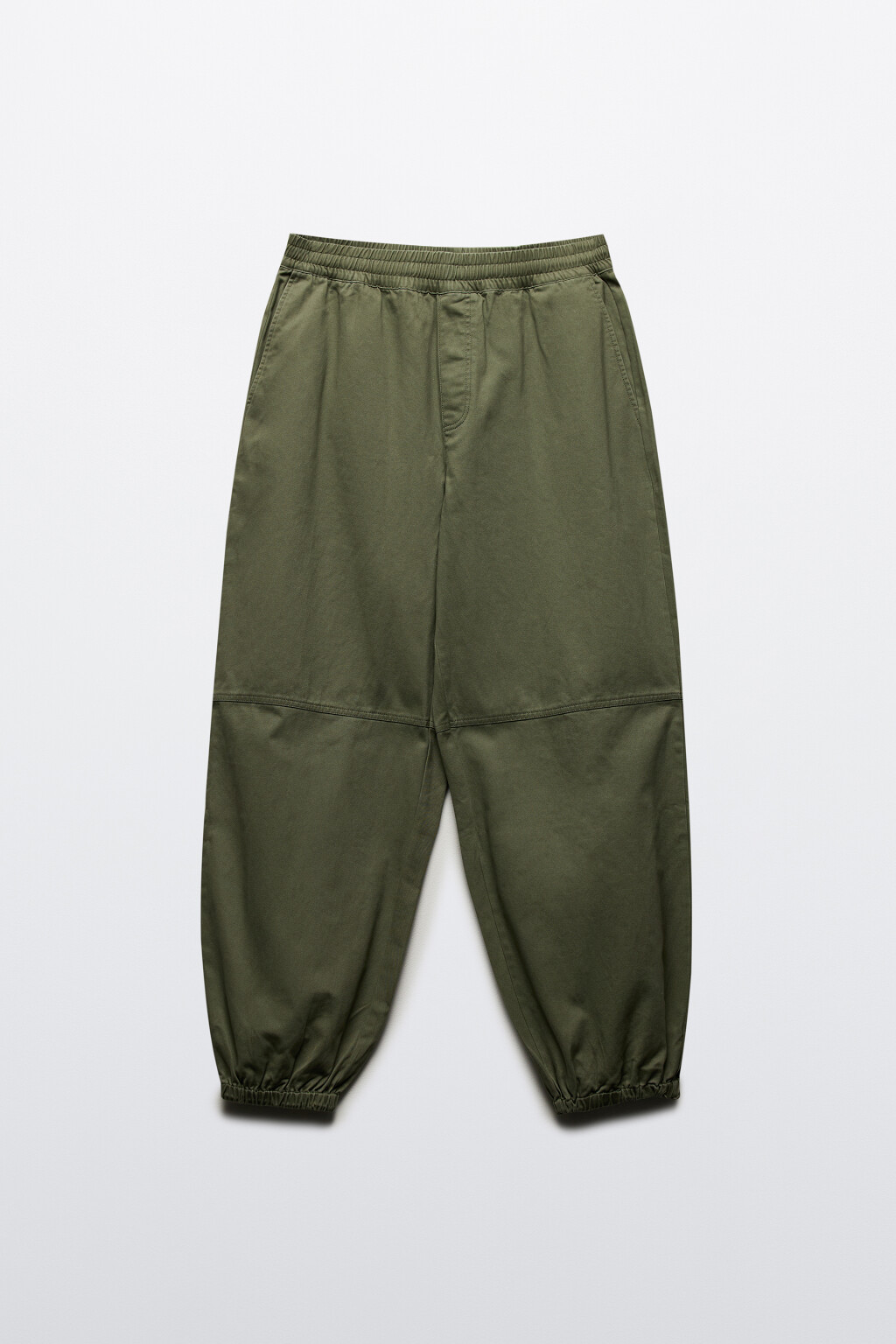 Брюки-джоггеры хлопковые с утяжками по низу - цвет зеленый - 9