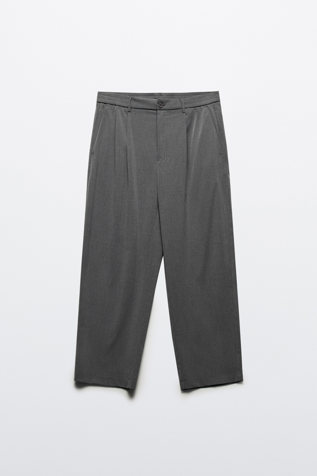Брюки широкие костюмные с защипами на поясе - цвет серый - 9