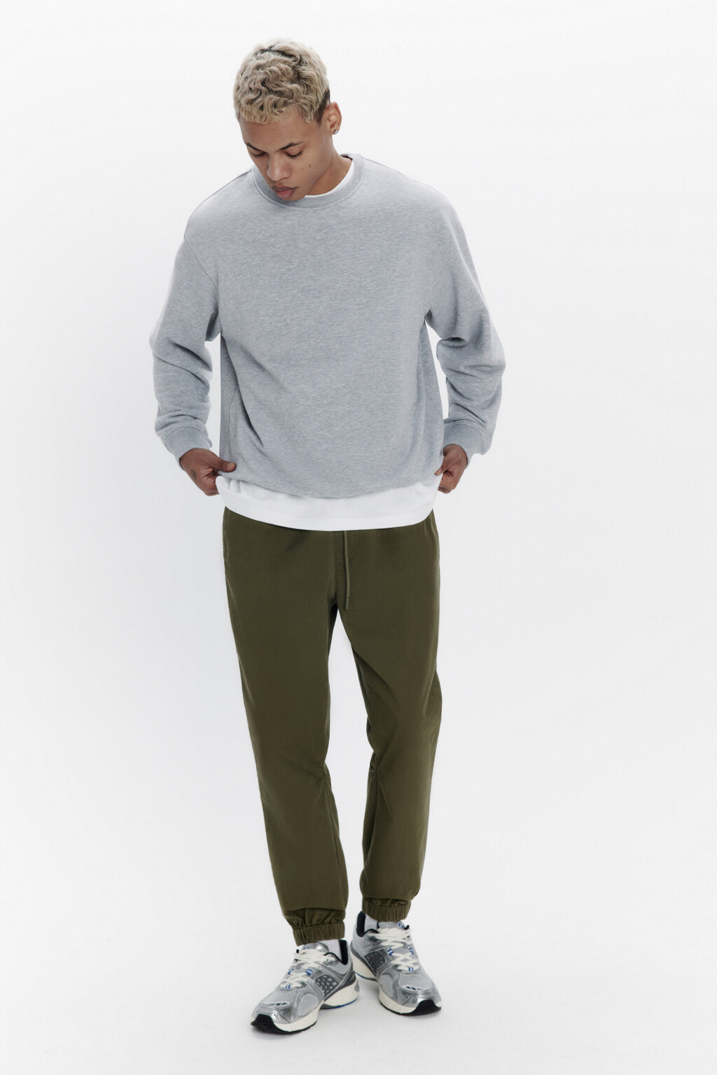 Брюки-джоггеры из хлопкового текстиля - цвет зеленый - 1