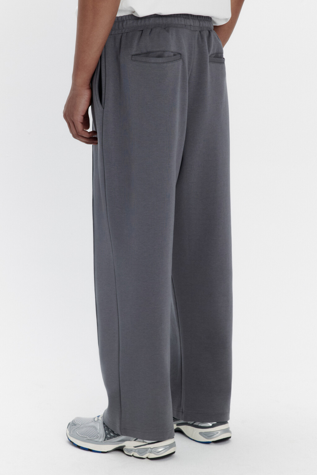 Брюки широкие с поясом на завязках - цвет серый - 3