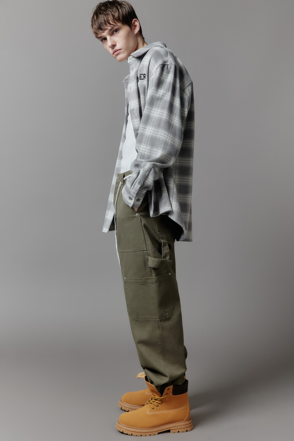 Брюки carpenter fit широкие хлопковые - цвет зеленый - 4