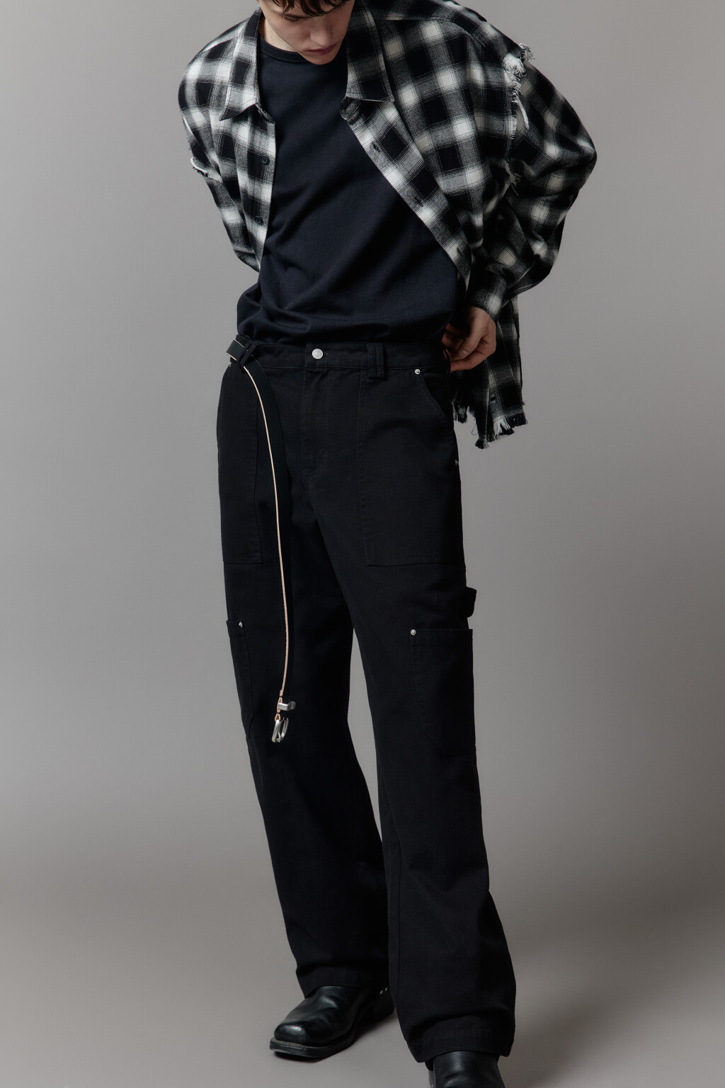 Брюки carpenter fit широкие хлопковые - цвет черный - 3