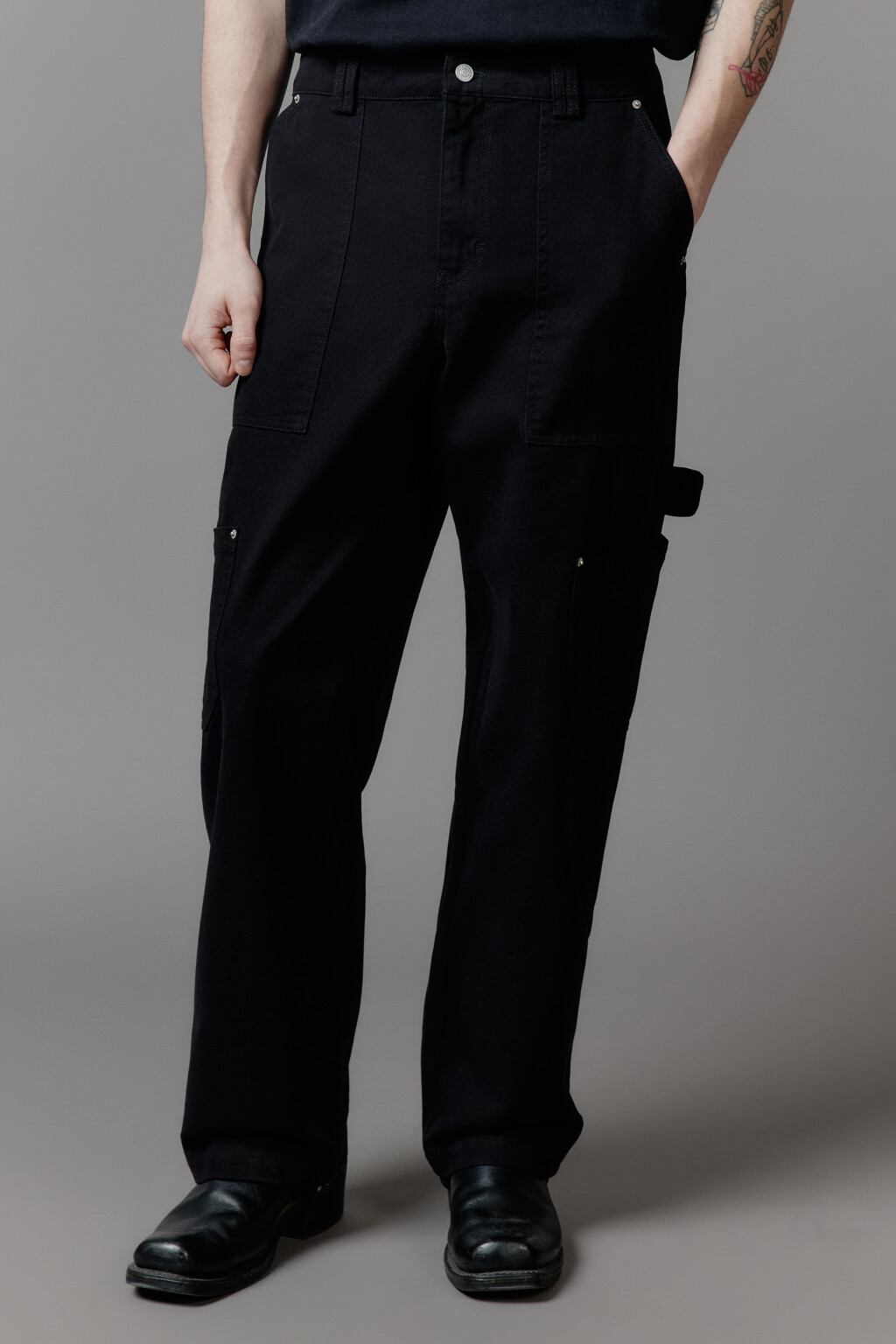 Брюки carpenter fit широкие хлопковые - цвет черный - 5