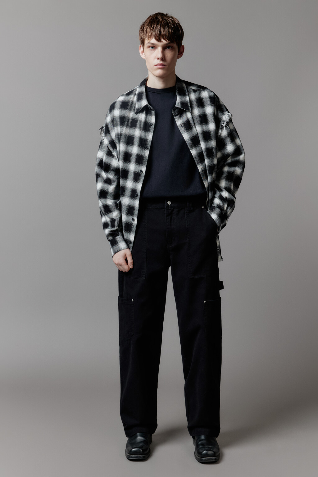 Брюки carpenter fit широкие хлопковые - цвет черный - 7