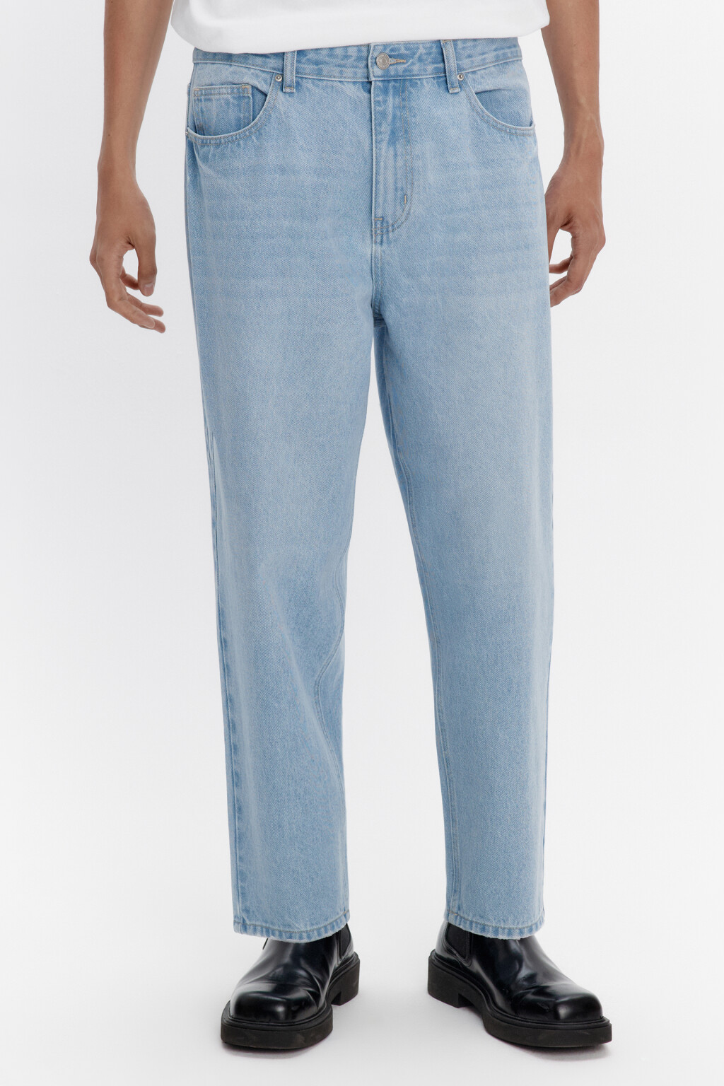 Джинсы-бананы широкие со средней посадкой - цвет голубой - 2