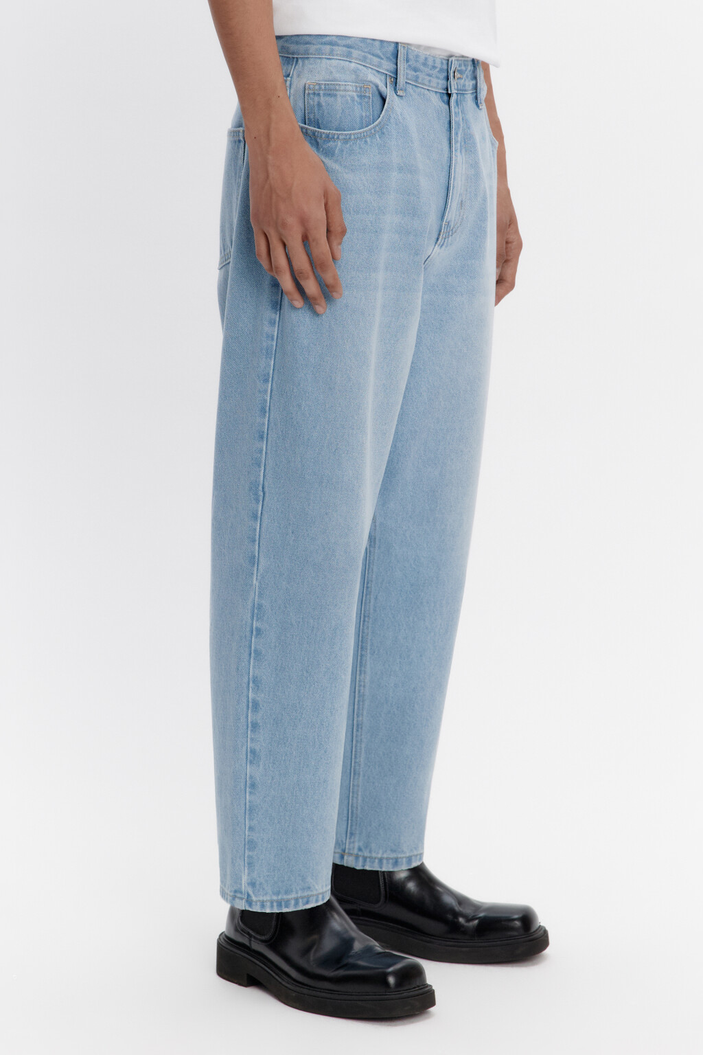 Джинсы-бананы широкие со средней посадкой - цвет голубой - 3