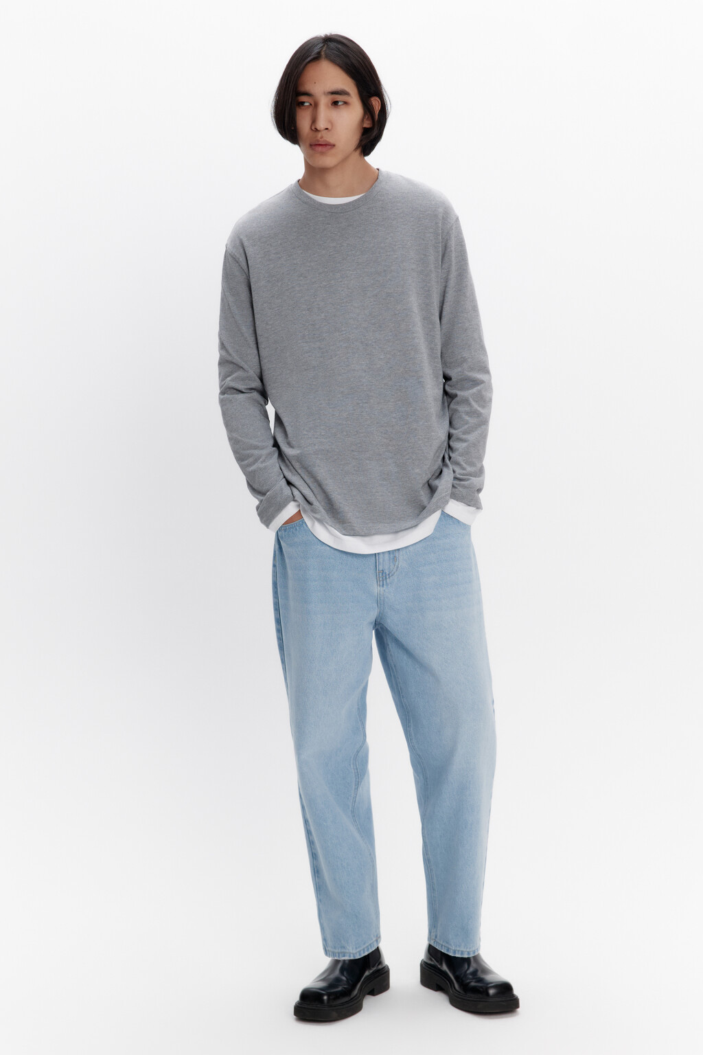 Джинсы-бананы широкие со средней посадкой - цвет голубой - 5