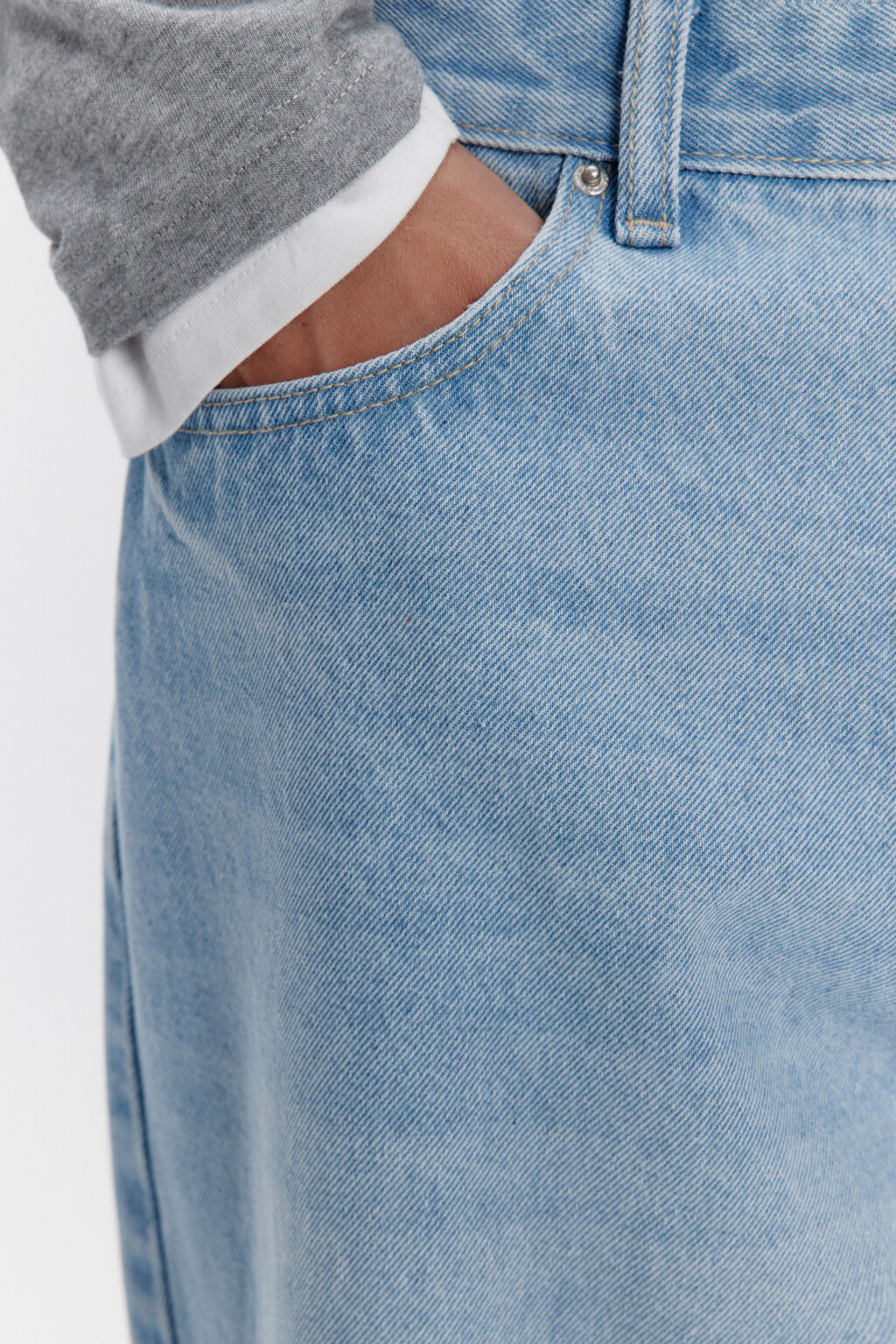 Джинсы-бананы широкие со средней посадкой - цвет голубой - 7