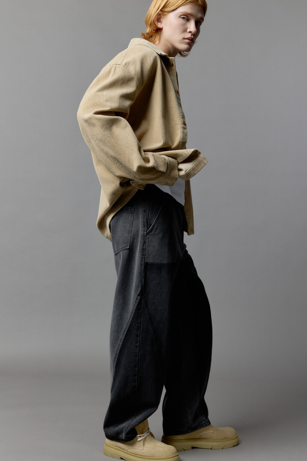 Джинсы baggy fit в стиле пэчворк - цвет серый - 2