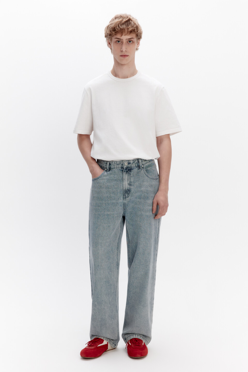 Джинсы loose fit свободные со средней посадкой - цвет голубой - 4