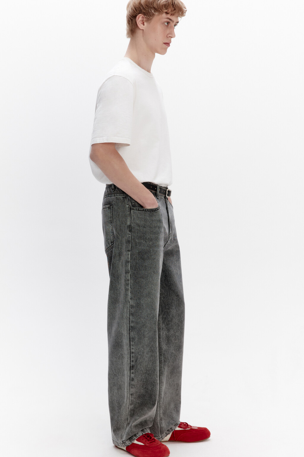 Джинсы loose fit свободные со средней посадкой - цвет серый - 1