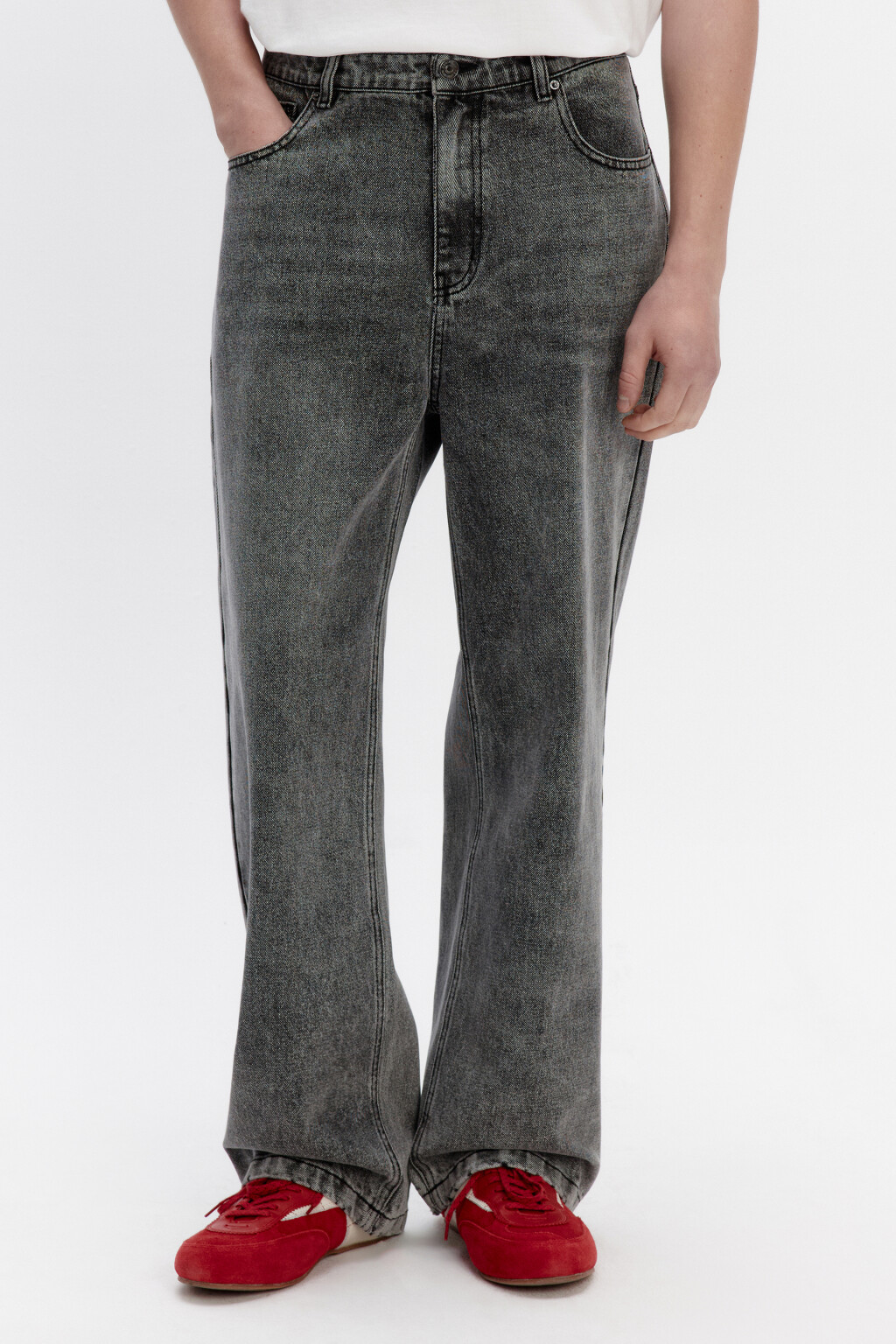 Джинсы loose fit свободные со средней посадкой - цвет серый - 2